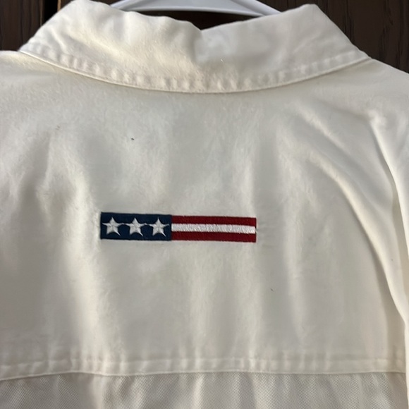 Christopher & Banks white long sleeved blouse with stars/ stripes emblems. NWT L - Picture 6 of 7
